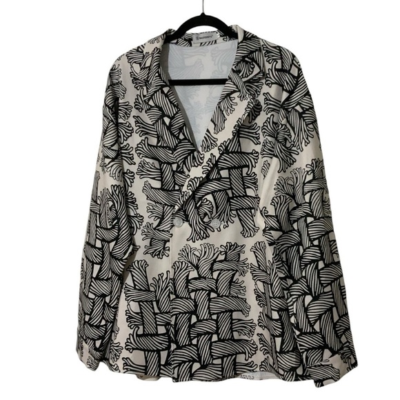 Baofengyu Double Breasted Blazer in Abstract Ropes Print Sz XL - Picture 4 of 9